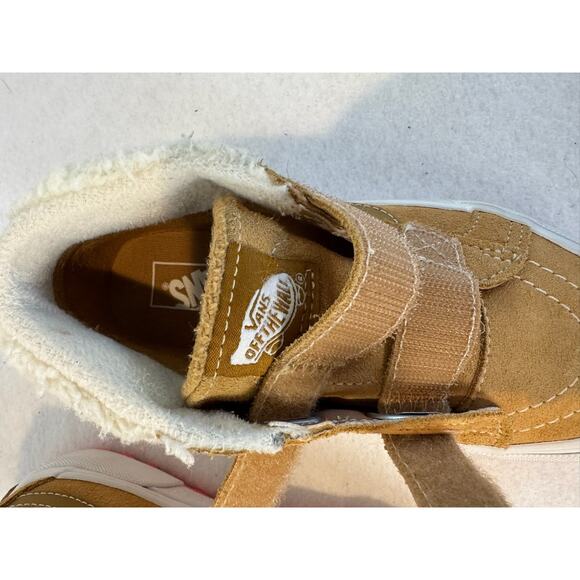 VANS Tan LEATHER Sherpa Fur Shoes SK8-Mid Reissue V MTE-1 Youth 13.5 - Picture 9 of 11